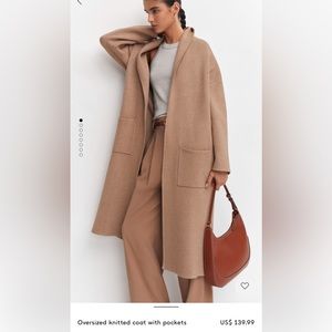 Mango oversized coat with pockets. In brown/camel.